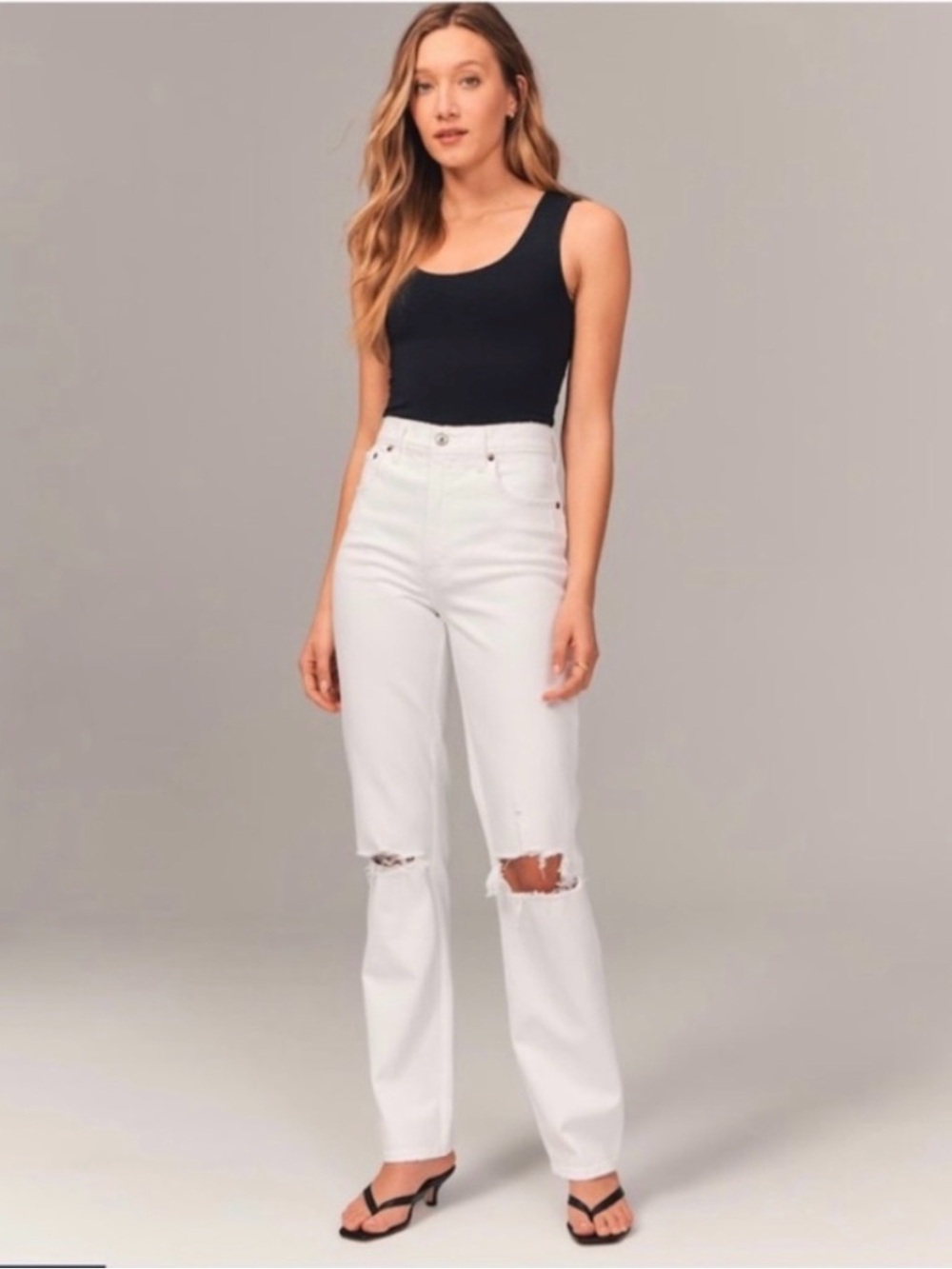 Abercrombie & Fitch The 90s Straight Ultra High Rise Jeans White Size 26/2R
